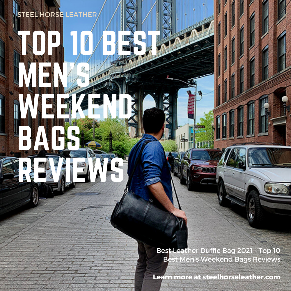 1 Rated Men's Weekend Bag - Leather and Canvas Duffel Bag - Steurer & Jacoby