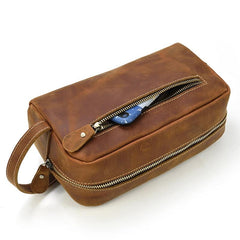 The Wanderer Toiletry Bag | Genuine Leather Toiletry Bag - STEEL HORSE LEATHER, Handmade, Genuine Vintage Leather