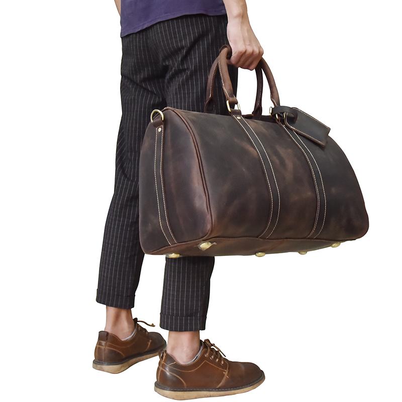 Steel Horse Leather The Bjarke Weekender Handcrafted Leather Duffle Bag - Brown