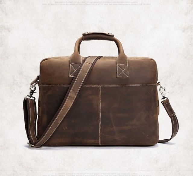 The Welch Briefcase | Vintage Leather Messenger Bag - STEEL HORSE LEATHER, Handmade, Genuine Vintage Leather