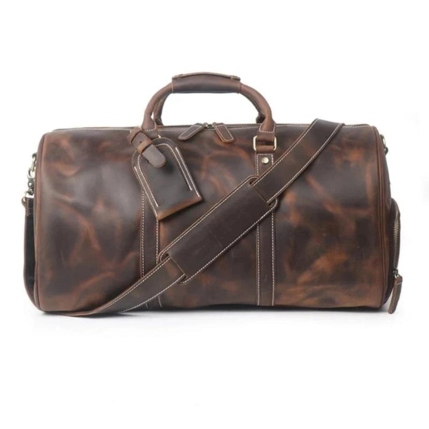 The Dagny Weekender | Large Leather Duffle Bag - STEEL HORSE LEATHER, Handmade, Genuine Vintage Leather