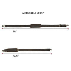 Adjustable Full Grain Leather Shoulder Strap with Metal Hooks