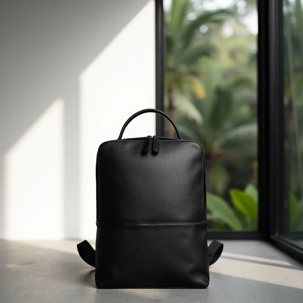 Skald Black Pebbled Leather Backpack Skald Black Pebbled Leather Backpack