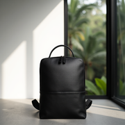 Skald Black Pebbled Leather Backpack | Slim Black Leather Backpack