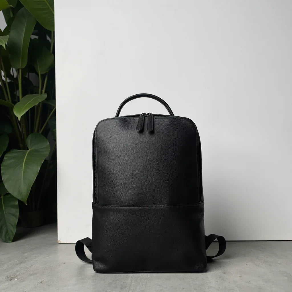 black leather backpack laptop Skald Black Pebbled Leather Backpack