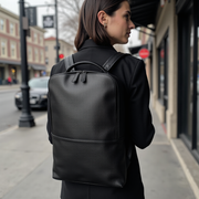 Skald Black Pebbled Leather Backpack | Slim Black Leather Backpack