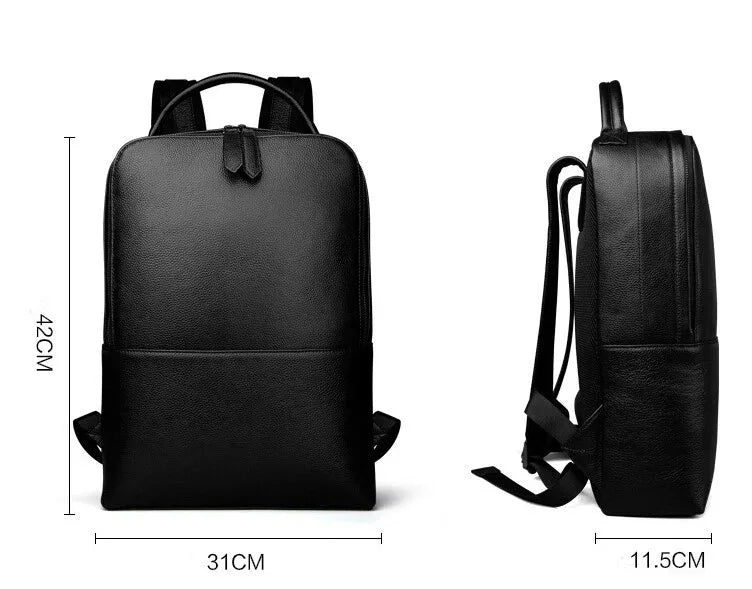 Skald Black Pebbled Leather Backpack