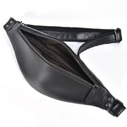 Sigrid Smooth Black Leather Waist Bag | Smooth Black Leather Fanny Pack