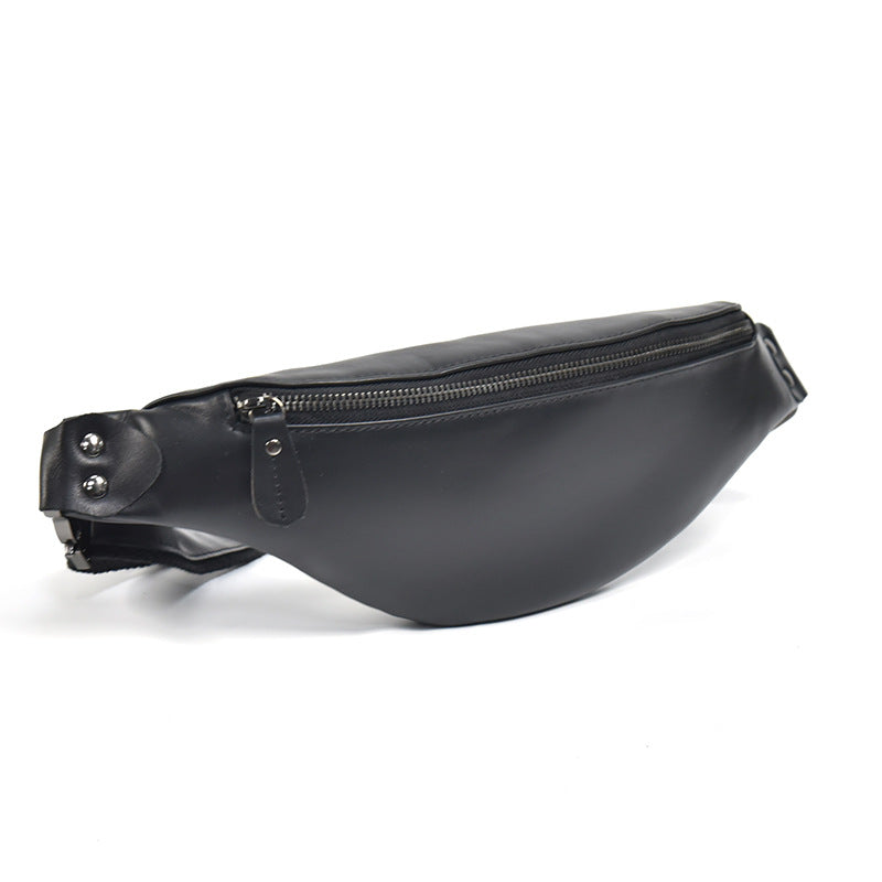 Sigrid Smooth Black Leather Waist Bag | Smooth Black Leather Fanny Pack