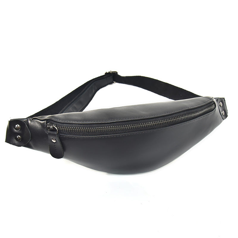 Sigrid Smooth Black Leather Waist Bag | Smooth Black Leather Fanny Pack