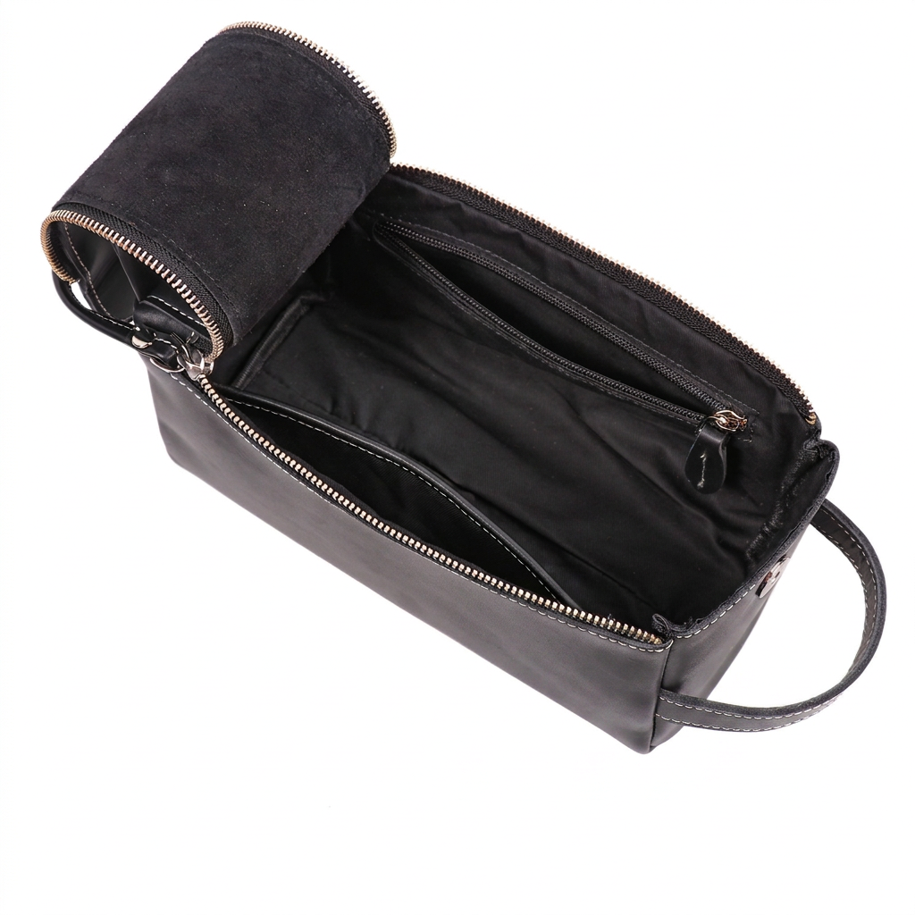 The Anders Dopp Kit | Black Leather Toiletry Bag