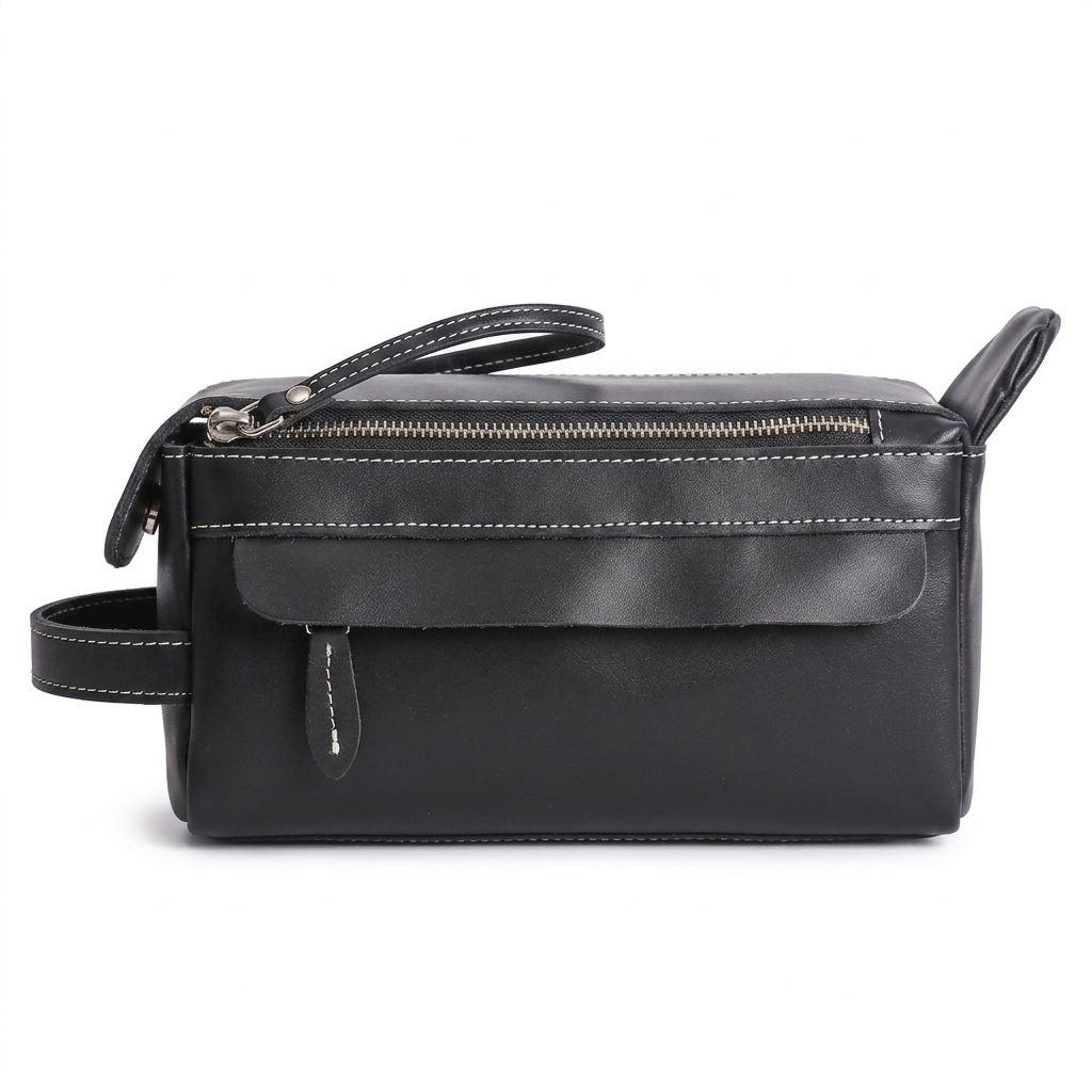 The Anders Dopp Kit | Black Leather Toiletry Bag