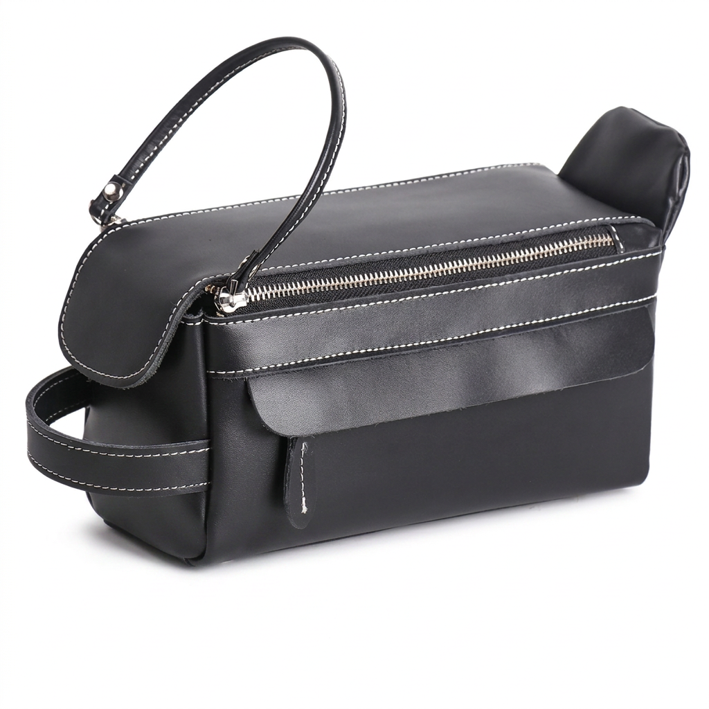 The Anders Dopp Kit | Black Leather Toiletry Bag