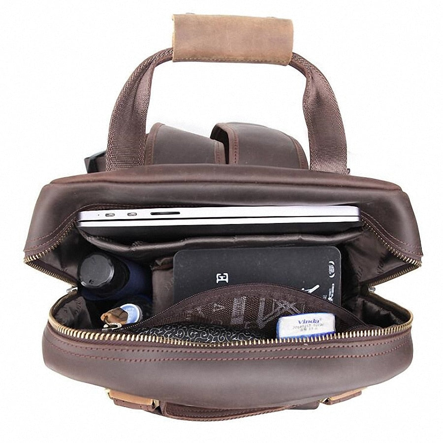 Steel Horse Leather The Gaetano Large Leather Backpack Camera Bag with Tripod Holder