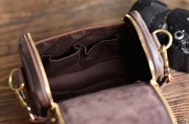 The Calista | Small Leather Camera Bag - Leather Camera Lens Case