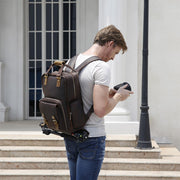 The Gaetano | Large Leather Backpack Camera Bag with Tripod Holder