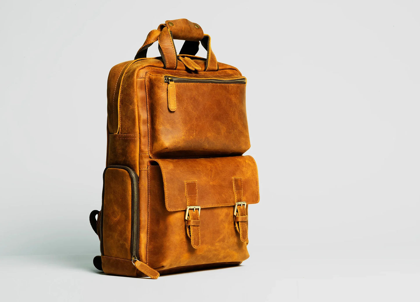 brown leather camera backpack The MANN Bag