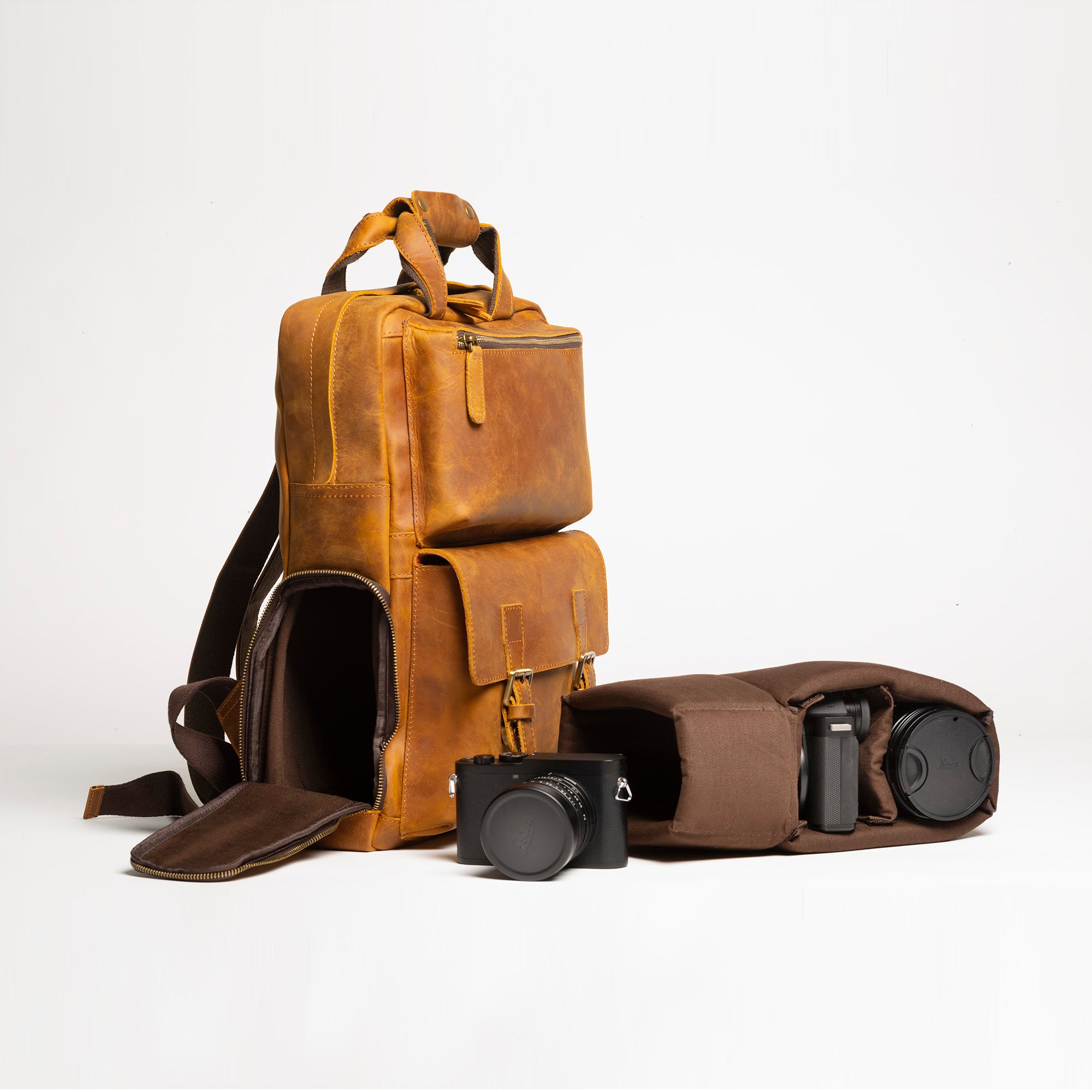 leather shoulder camera bag