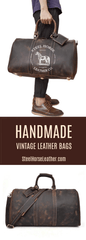 The Bjarke Weekender | Handcrafted Leather Duffle Bag - STEEL HORSE LEATHER, Handmade, Genuine Vintage Leather