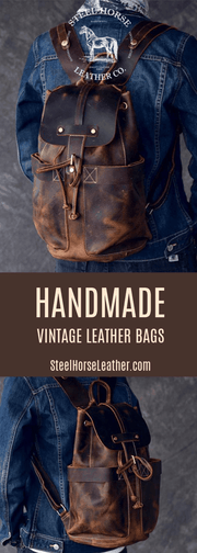The Olaf Rucksack | Vintage Leather Travel Backpack - STEEL HORSE LEATHER, Handmade, Genuine Vintage Leather