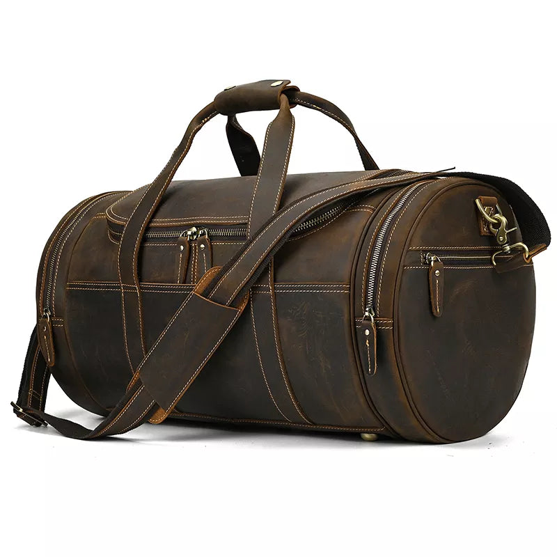 The Wainwright Weekender | Round  Vintage Leather Weekender