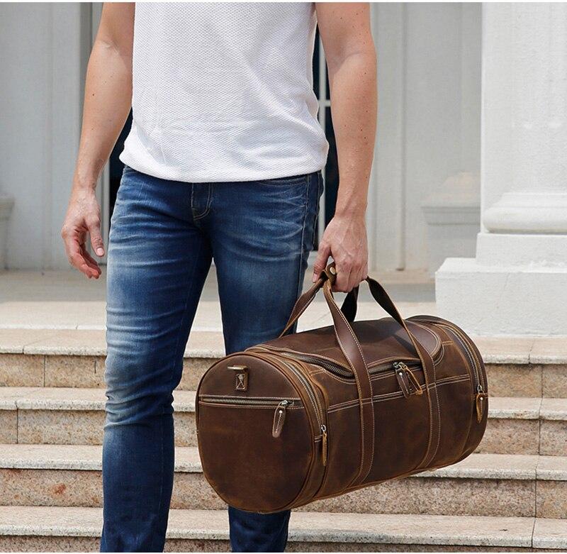 The Wainwright Weekender | Round  Vintage Leather Weekender - STEEL HORSE LEATHER, Handmade, Genuine Vintage Leather