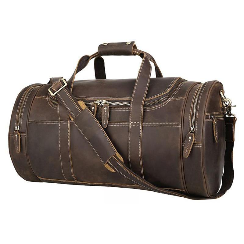 The Wainwright Weekender | Round Vintage Leather Weekender - STEEL HORSE LEATHER, Handmade, Genuine Vintage Leather
