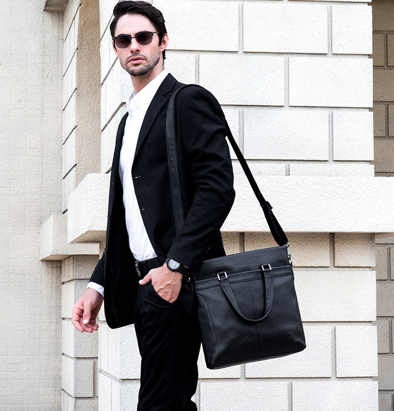 Baldwin Black Leather Business Bag