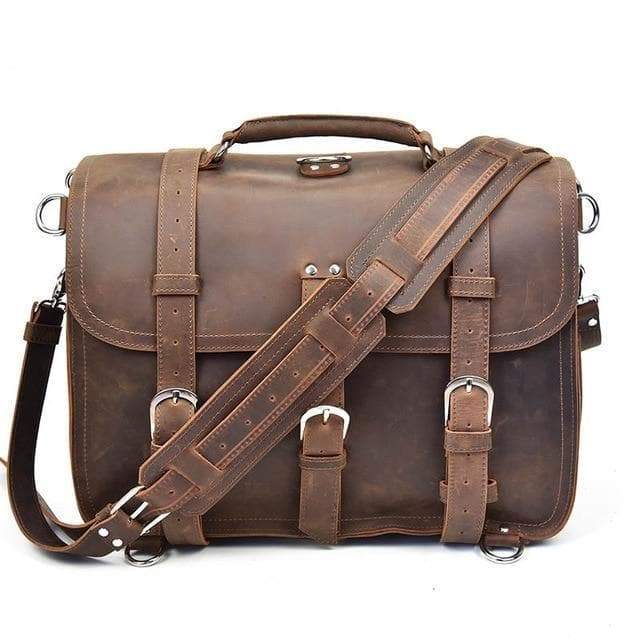 The Gustav Messenger Bag | Large Capacity Vintage Leather Messenger Bag - STEEL HORSE LEATHER, Handmade, Genuine Vintage Leather