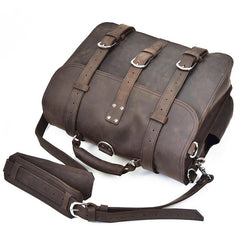 Steel Horse Leather The Gustav Messenger Bag | Large Capacity Vintage Leather Messenger Bag Brown