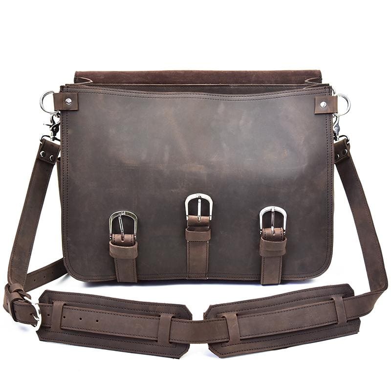 The Gustav Messenger Bag | Large Capacity Vintage Leather Messenger Bag - STEEL HORSE LEATHER, Handmade, Genuine Vintage Leather