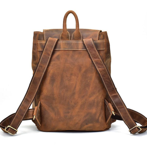 Steel Horse Leather The Gustav Messenger Bag | Large Capacity Vintage Leather Messenger Bag Brown