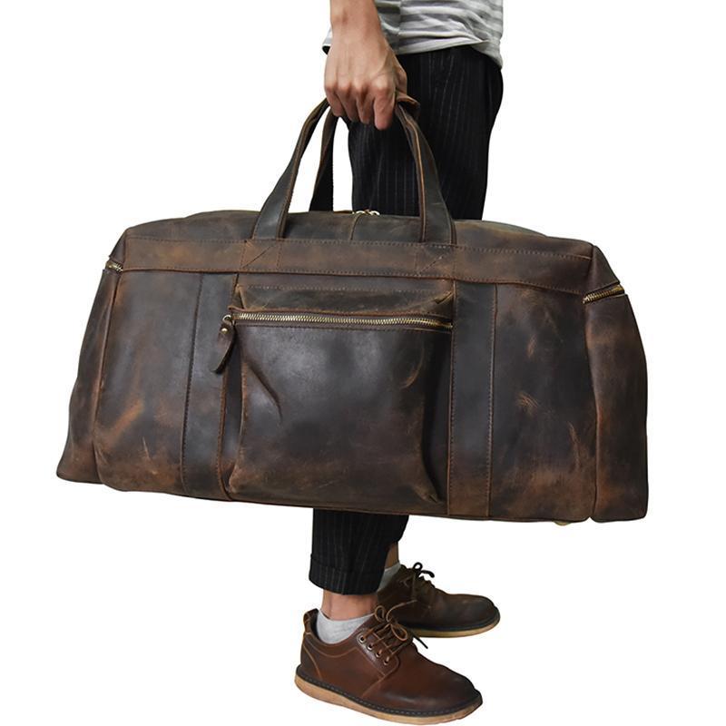 The Colden Duffle Bag | Large Capacity Leather Weekender - STEEL HORSE LEATHER, Handmade, Genuine Vintage Leather