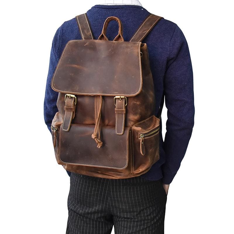 The Hagen Backpack | Vintage Leather Backpack - STEEL HORSE LEATHER, Handmade, Genuine Vintage Leather