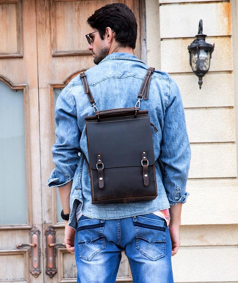 The Unn Backpack | Vintage Leather Backpack - STEEL HORSE LEATHER, Handmade, Genuine Vintage Leather