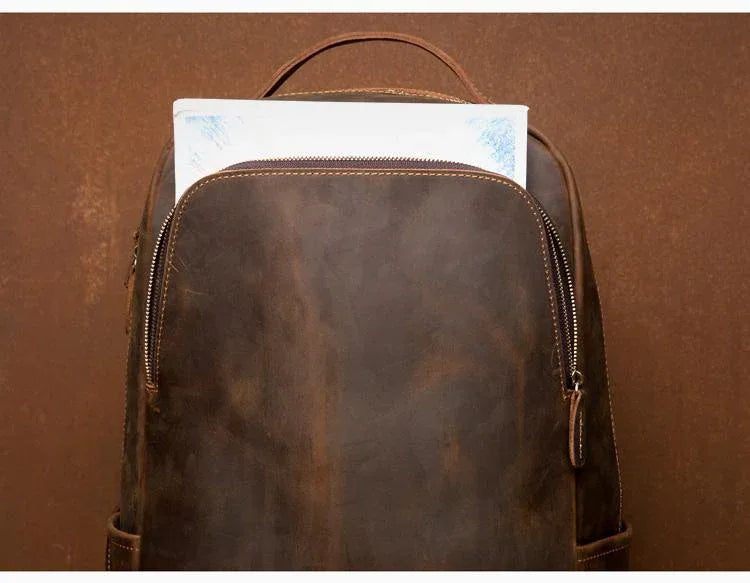 black brown 1826 leather backpack The Vernon Backpack | Genuine Vintage Leather Minimalist Backpack