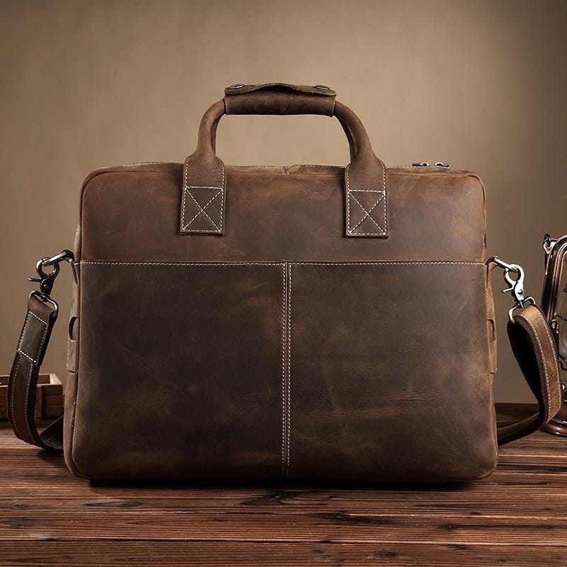 The Welch Briefcase | Vintage Leather Messenger Bag - STEEL HORSE LEATHER, Handmade, Genuine Vintage Leather