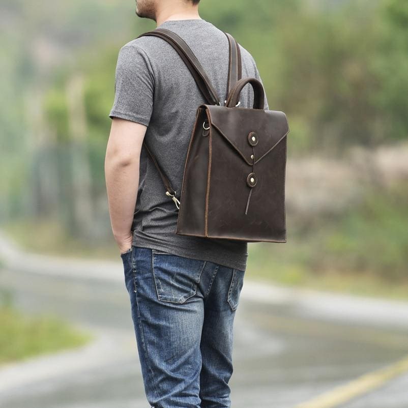 The Tove Backpack | Genuine Leather Sharp Edged Backpack - STEEL HORSE LEATHER, Handmade, Genuine Vintage Leather