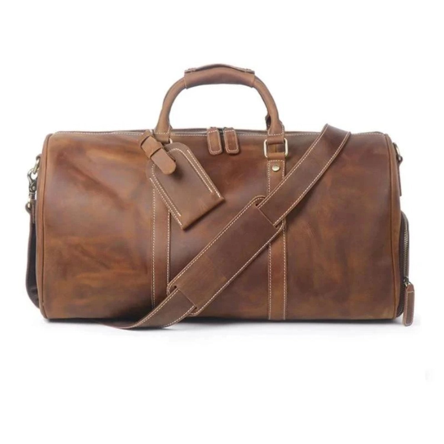 The Dagny Weekender | Large Leather Duffle Bag - STEEL HORSE LEATHER, Handmade, Genuine Vintage Leather