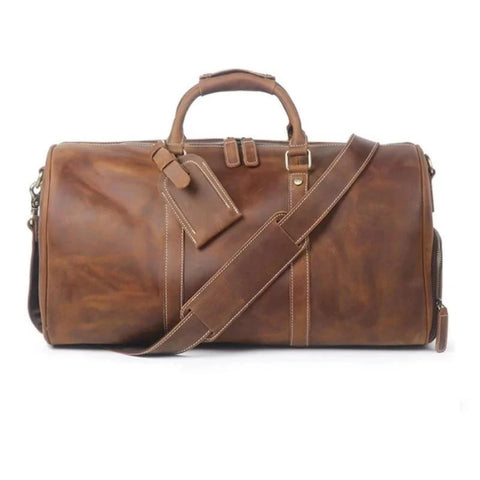 Vintage Men Genuine Leather Travel Bag Travel Tote Big Weekend Bag