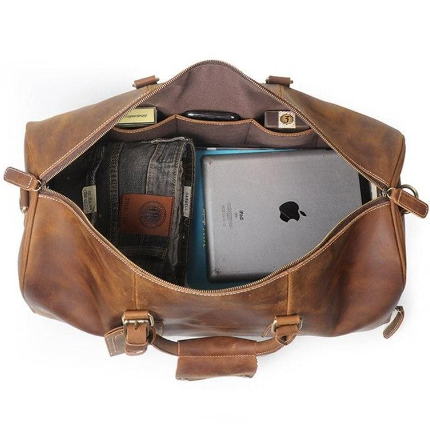 The Dagny Weekender | Large Leather Duffle Bag - STEEL HORSE LEATHER, Handmade, Genuine Vintage Leather