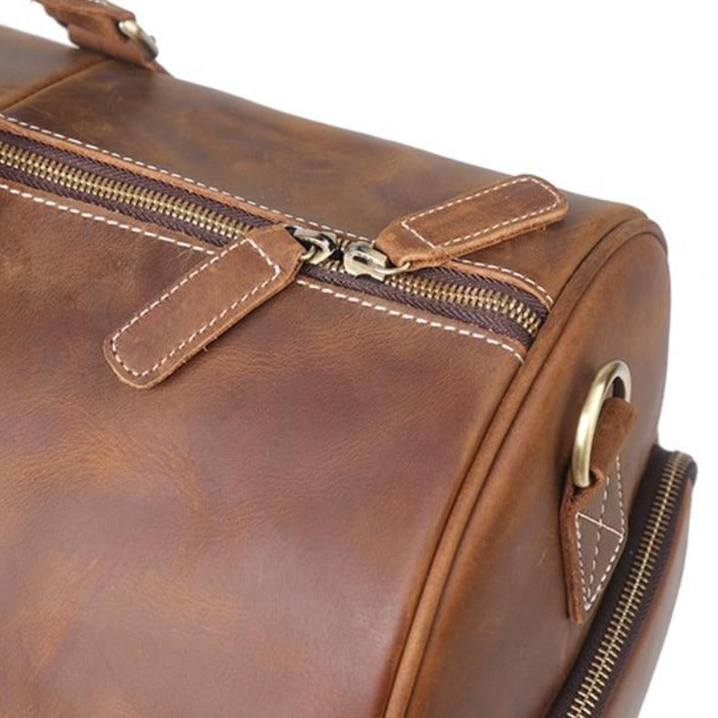 The Dagny Weekender | Large Leather Duffle Bag - STEEL HORSE LEATHER, Handmade, Genuine Vintage Leather