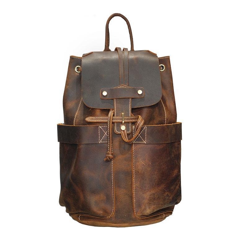 The Olaf Rucksack | Vintage Leather Travel Backpack - STEEL HORSE LEATHER, Handmade, Genuine Vintage Leather