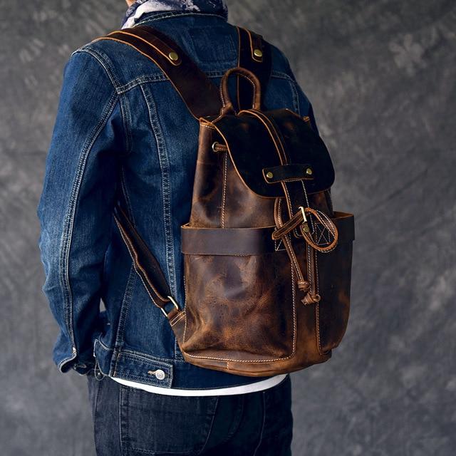 The Olaf Rucksack | Vintage Leather Travel Backpack - STEEL HORSE LEATHER, Handmade, Genuine Vintage Leather