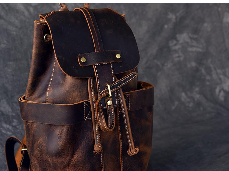 The Olaf Rucksack | Vintage Leather Travel Backpack - STEEL HORSE LEATHER, Handmade, Genuine Vintage Leather