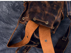 The Olaf Rucksack | Vintage Leather Travel Backpack - STEEL HORSE LEATHER, Handmade, Genuine Vintage Leather