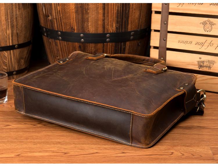 The Viggo Briefcase | Genuine Leather Messenger Bag - STEEL HORSE LEATHER, Handmade, Genuine Vintage Leather